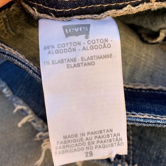 Levi's Low Rise Distressed Denim Raw Hem Jean Micro Mini Skirt W29 - Picture 9 of 12